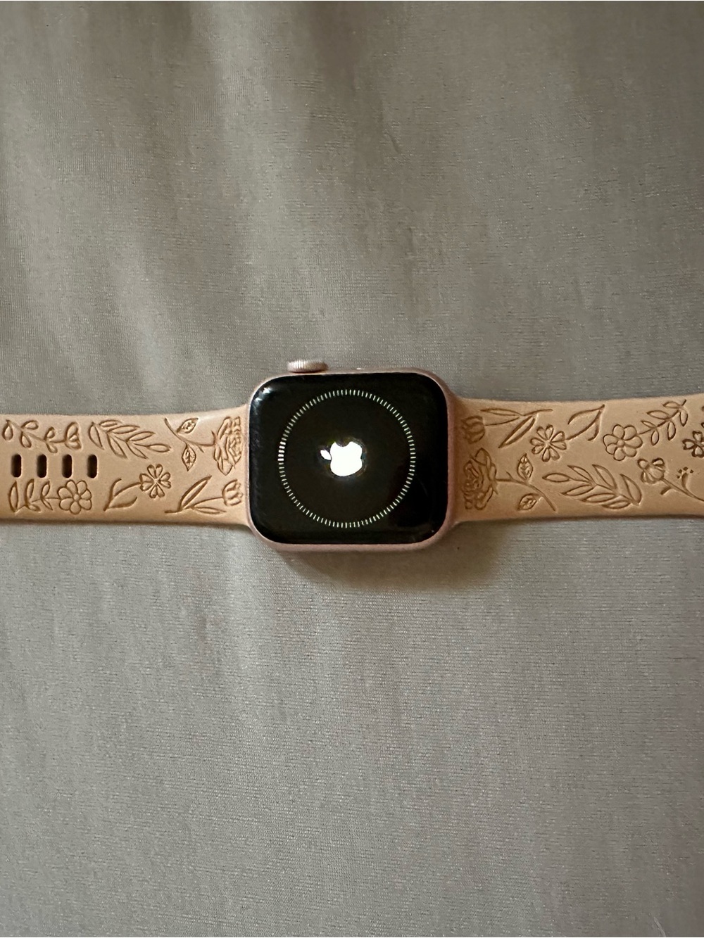 Apple Watch with Tan Floral-Embossed Leather Band